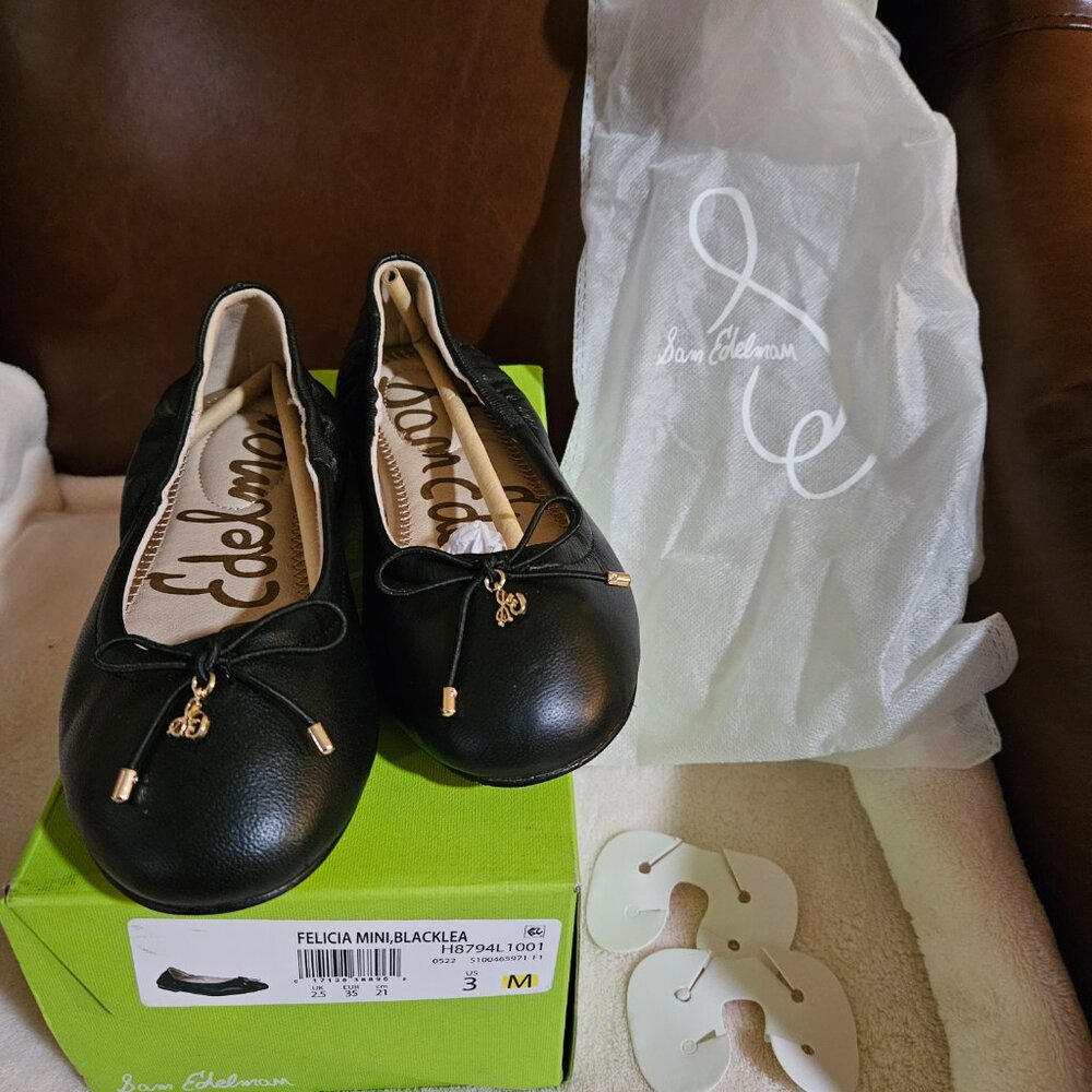 Girls Sam Edelman Felice black leather flats - Picture 6 of 8